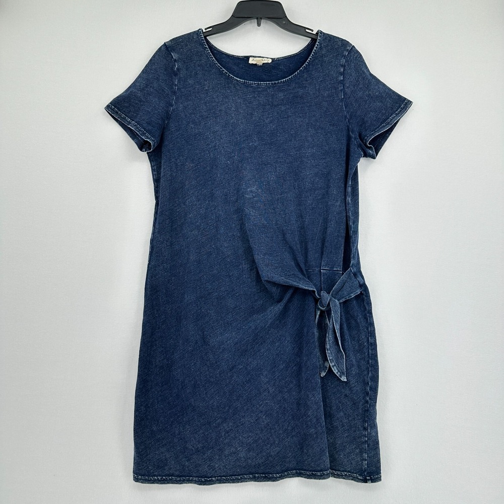 Jane And Delancy Shirt Dress Womens‎ Large Blue Midi Shift Knotted Front Beach